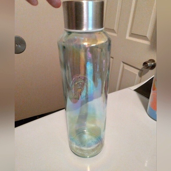 Starbuck iridescent glass water bottle 22 oz. - Picture 3 of 5